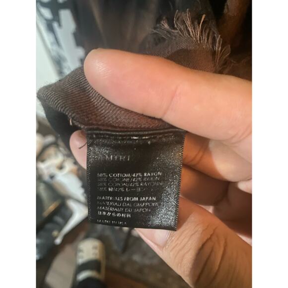 Amiri Brown Gradient Frayed Distressed Flannel - Picture 5 of 6